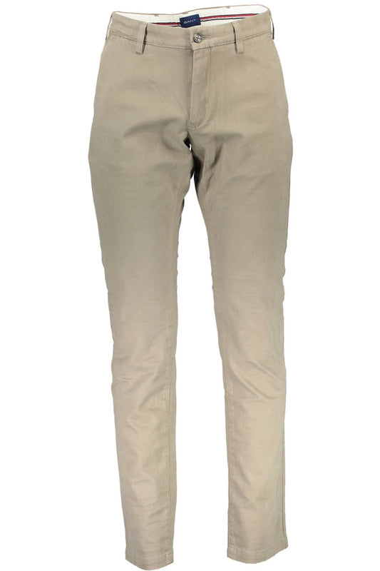 Chic Beige Cotton Chinos with Classic Four-Pocket Design