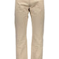 Chic Beige Cotton Trousers with Classic Logo