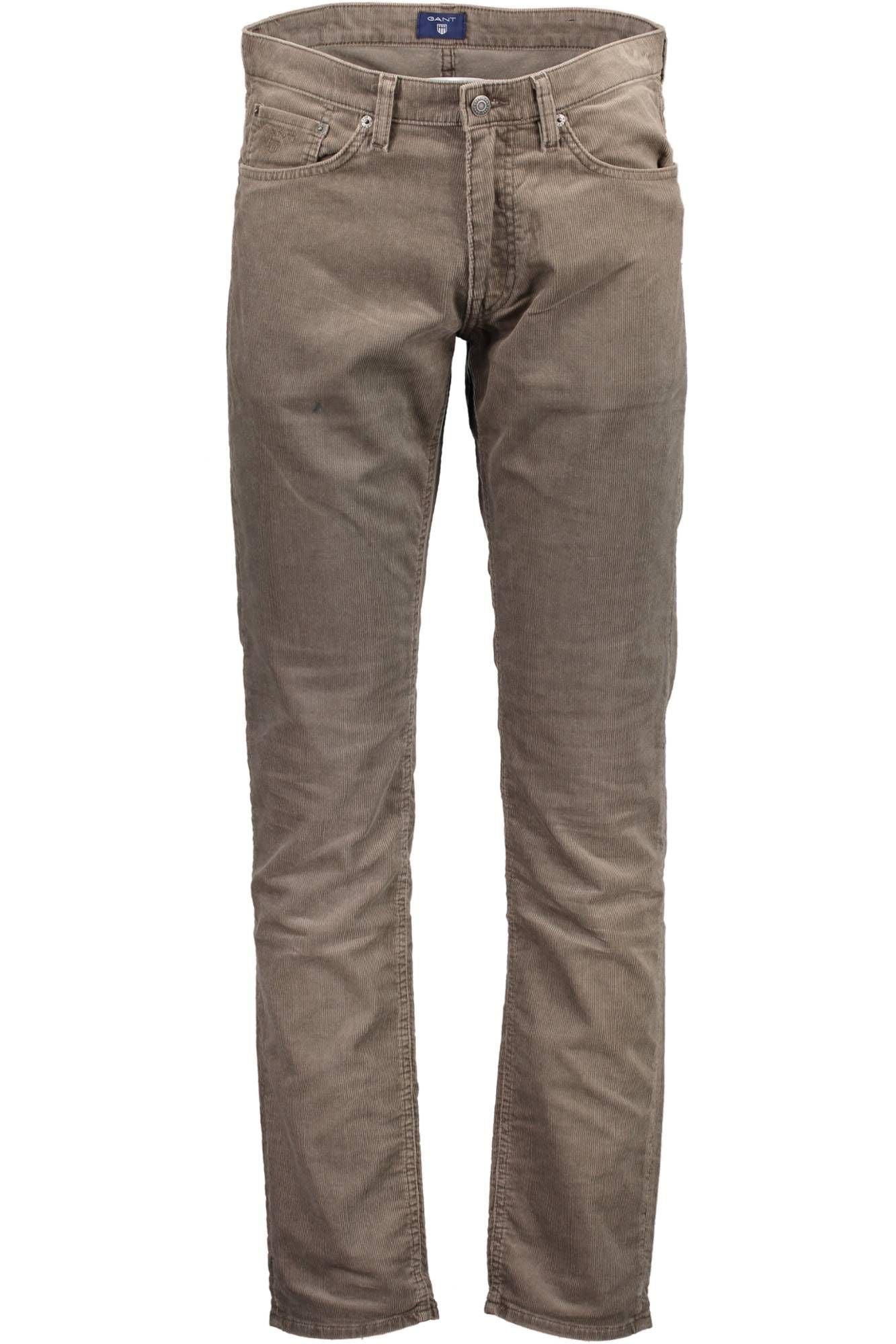 Beige Classic Cotton Trousers with Logo Detail