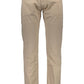Chic Beige Cotton Trousers with Logo Detail