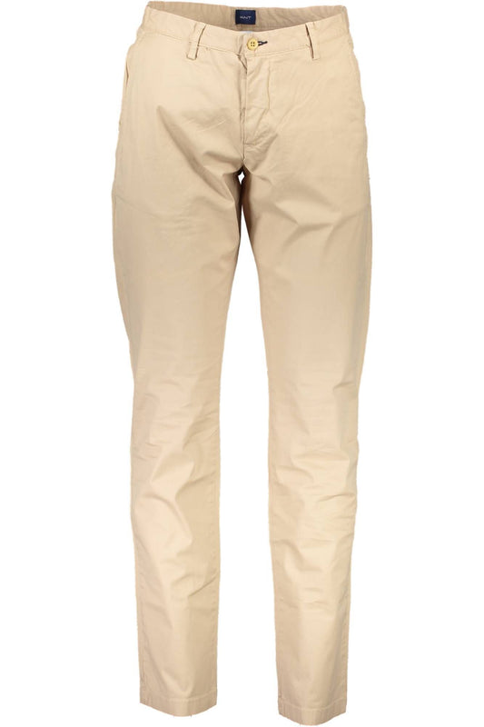 Beige Cotton Four-Pocket Trousers