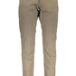 Beige Slim Fit Cotton Trousers with Logo Detail