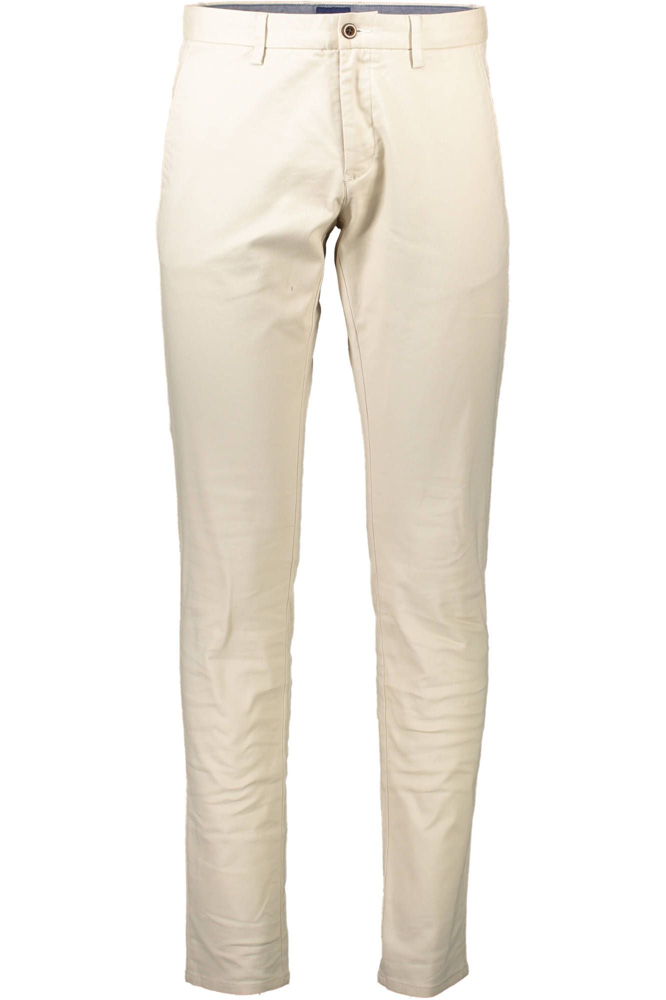 Classic Beige Slim Fit Cotton Trousers