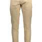 Beige Slim-Fit 5-Pocket Trousers