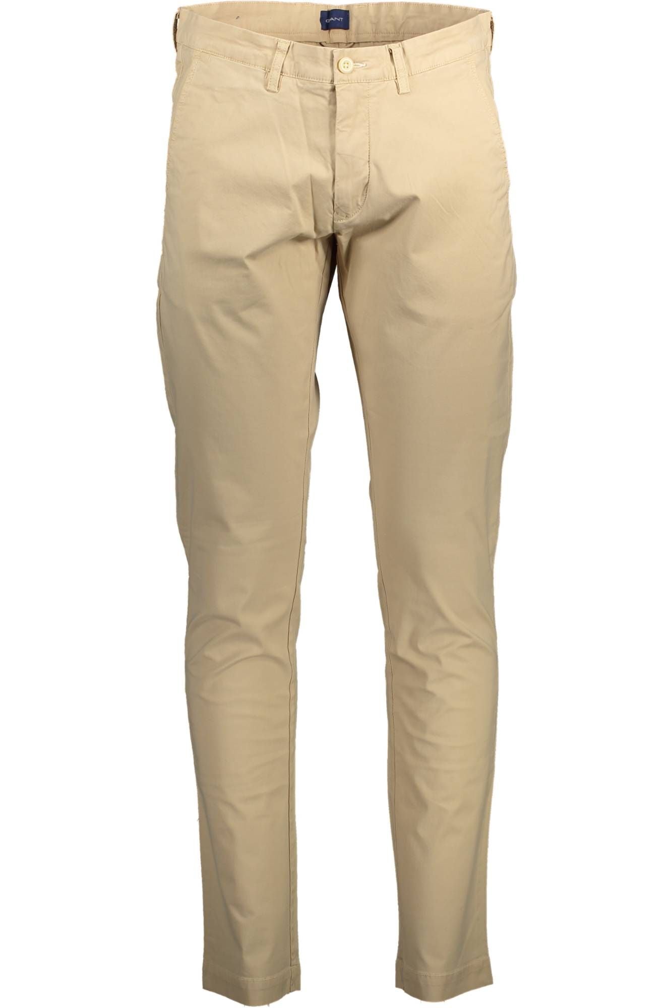 Beige Slim-Fit 5-Pocket Trousers