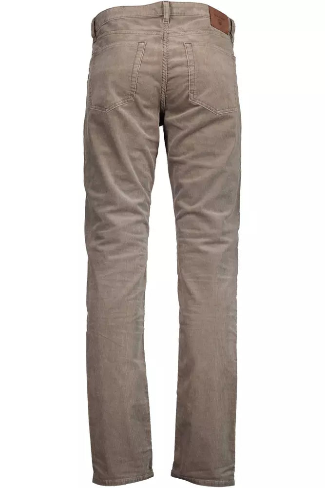 Chic Beige Tubular 5-Pocket Cotton Pants