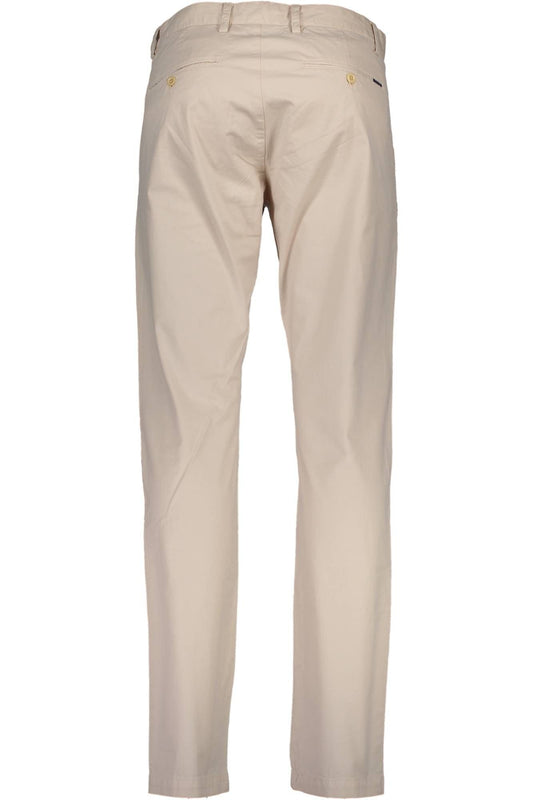 Chic Beige Cotton Trousers with Classic Logo