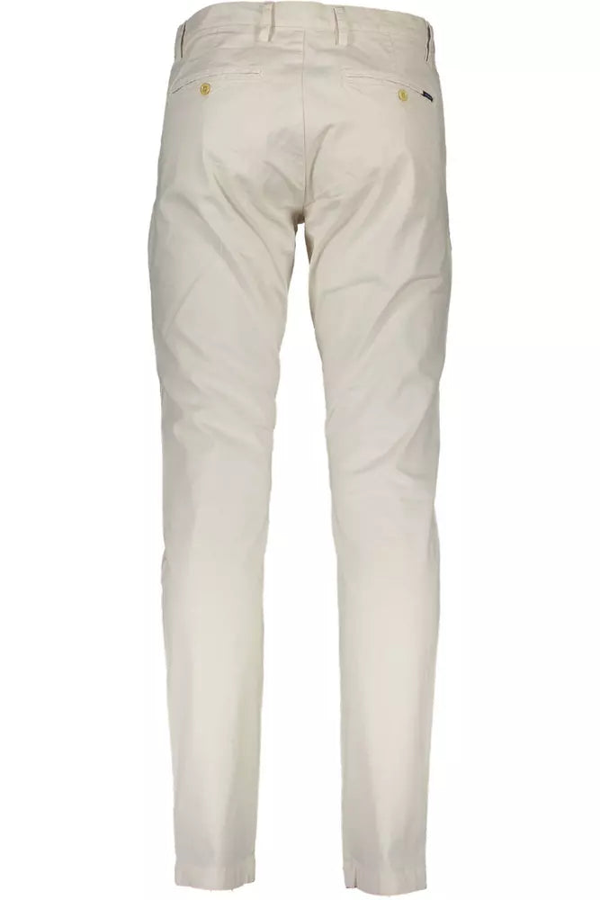 Chic Beige Four-Pocket Cotton Trousers