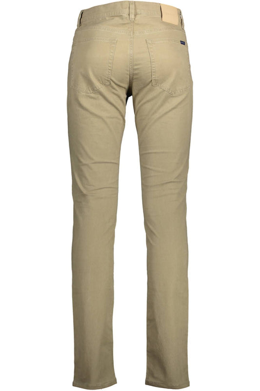 Elegant Beige Slim Trousers with Subtle Logo