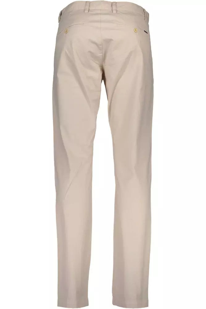 Sophisticated Beige Stretch Cotton Trousers