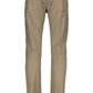 Chic Beige Cotton Trousers with Classic Logo Detail