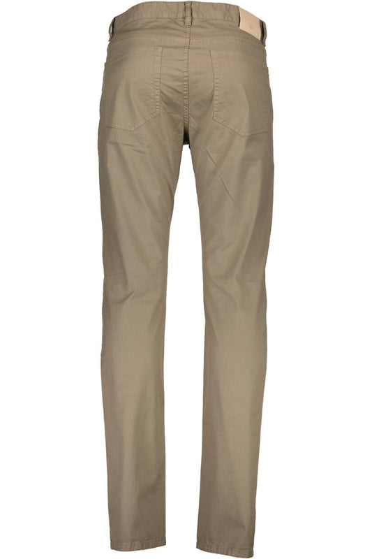 Chic Beige Cotton Trousers with Classic Logo Detail