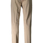 Beige Cotton Classic Trousers with Subtle Logo Detail