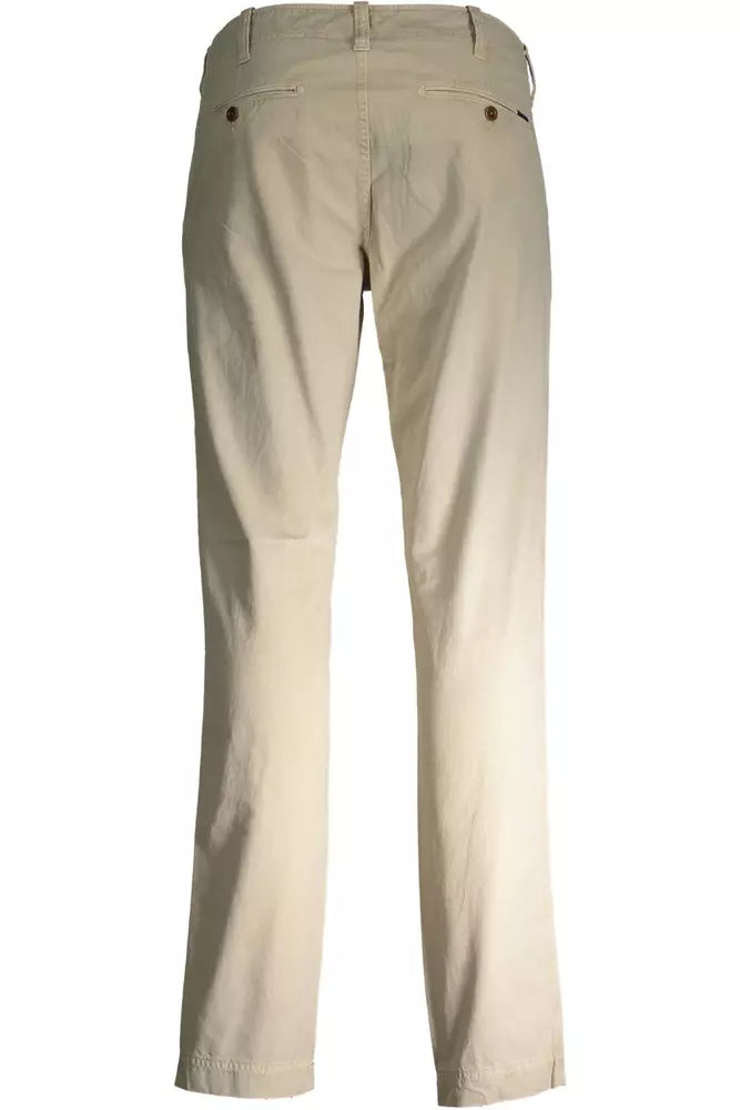 Elegant Beige Cotton Trousers with Logo Detail