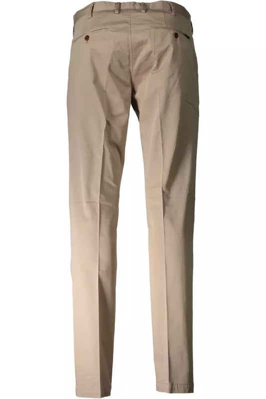 Elegant Beige Cotton Stretch Trousers