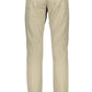 Beige Cotton Classic Trousers with Logo Detail