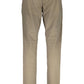 Beige Slim Fit Cotton Trousers with Logo Detail