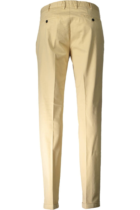 Elegant Beige Cotton Trousers with Classic Logo