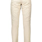 Classic Beige Slim Fit Cotton Trousers
