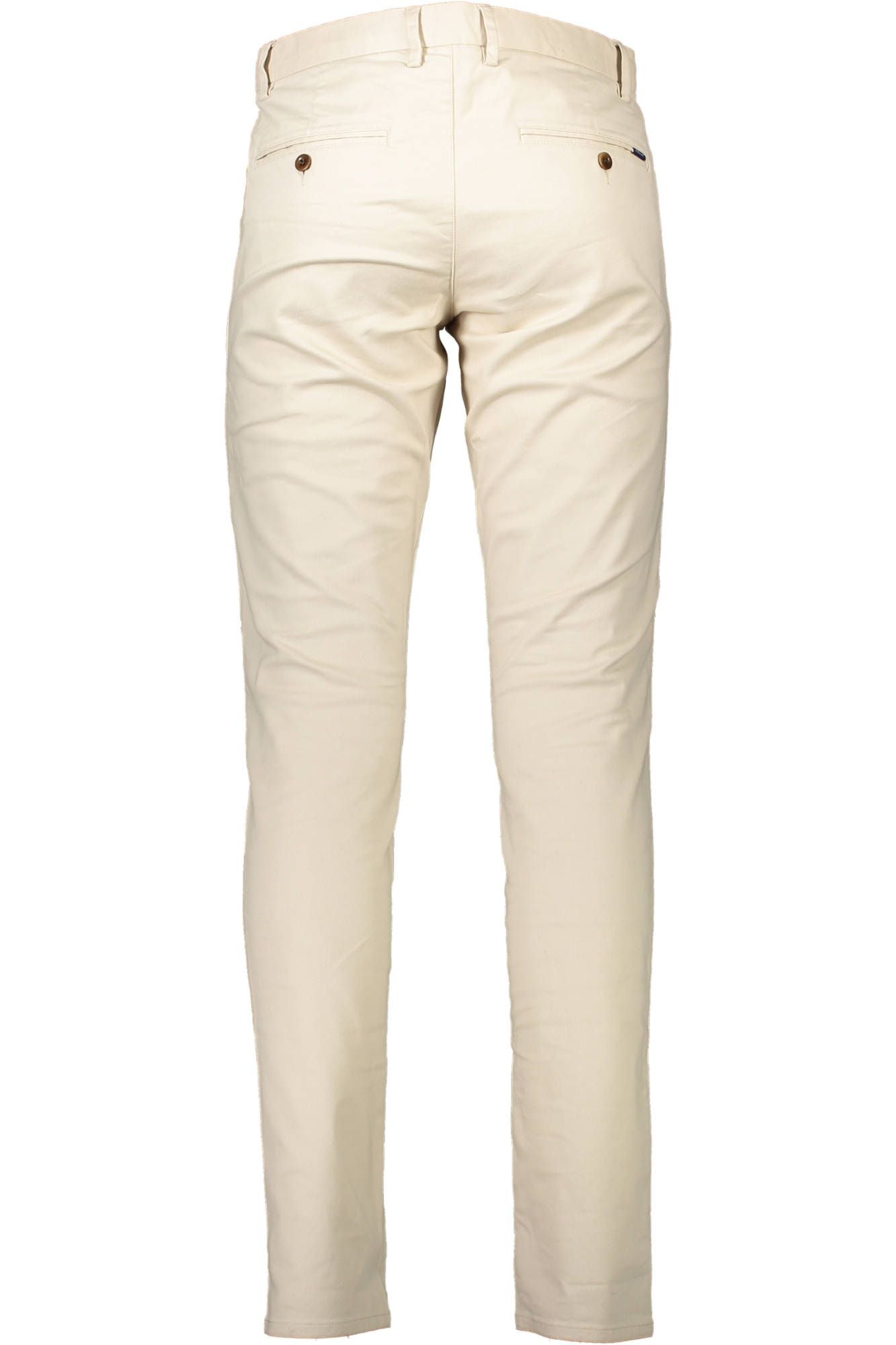 Classic Beige Slim Fit Cotton Trousers