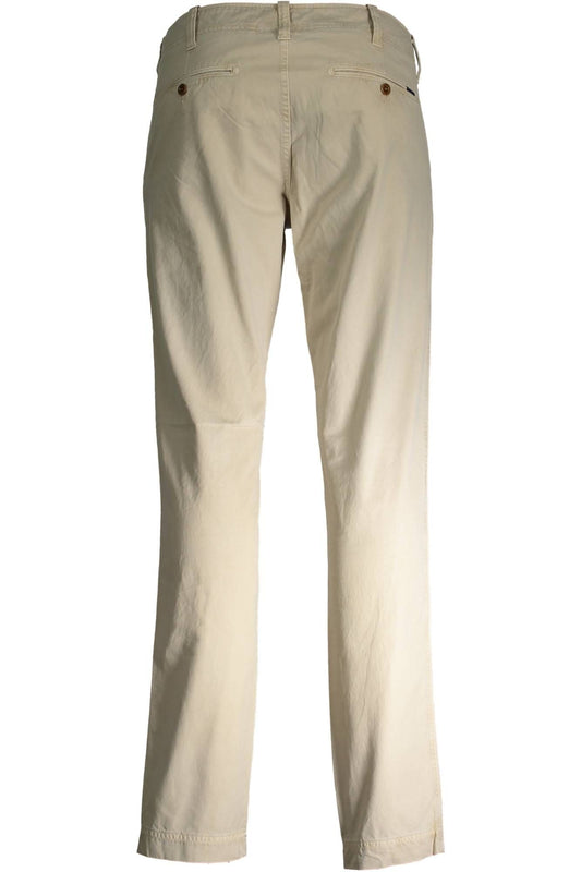 Chic Beige Cotton Trousers with Signature Logo