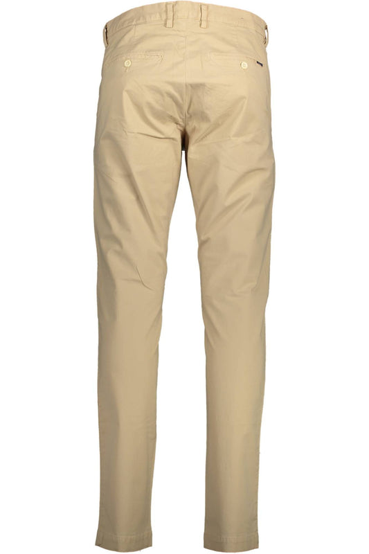 Beige Slim-Fit 5-Pocket Trousers