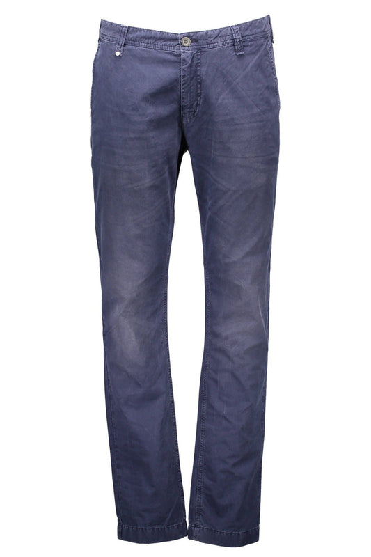 Elegant Blue Cotton Trousers with Logo Detail