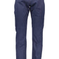 Chic Buttoned Cotton Trousers in Blue