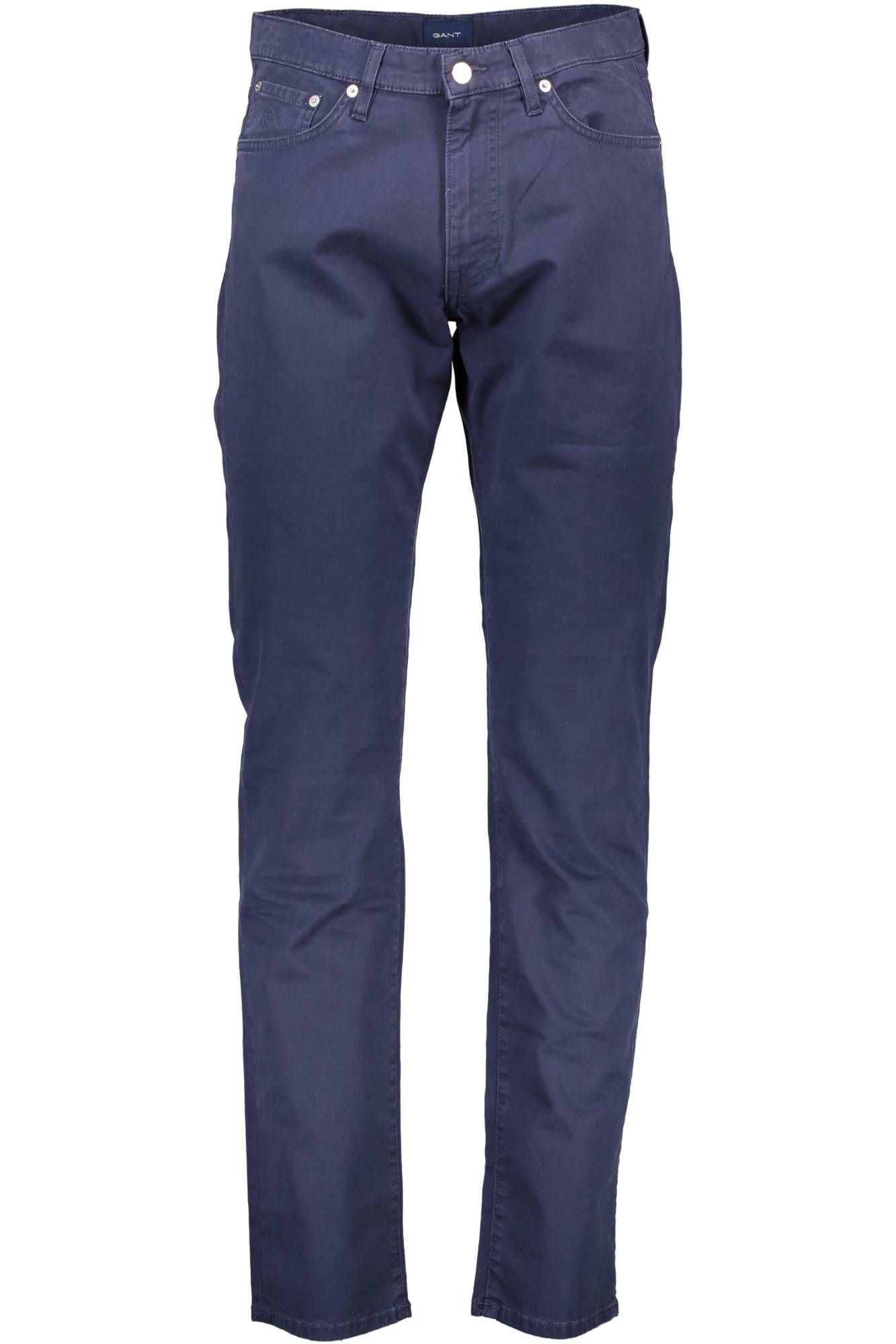 Chic Buttoned Cotton Trousers in Blue