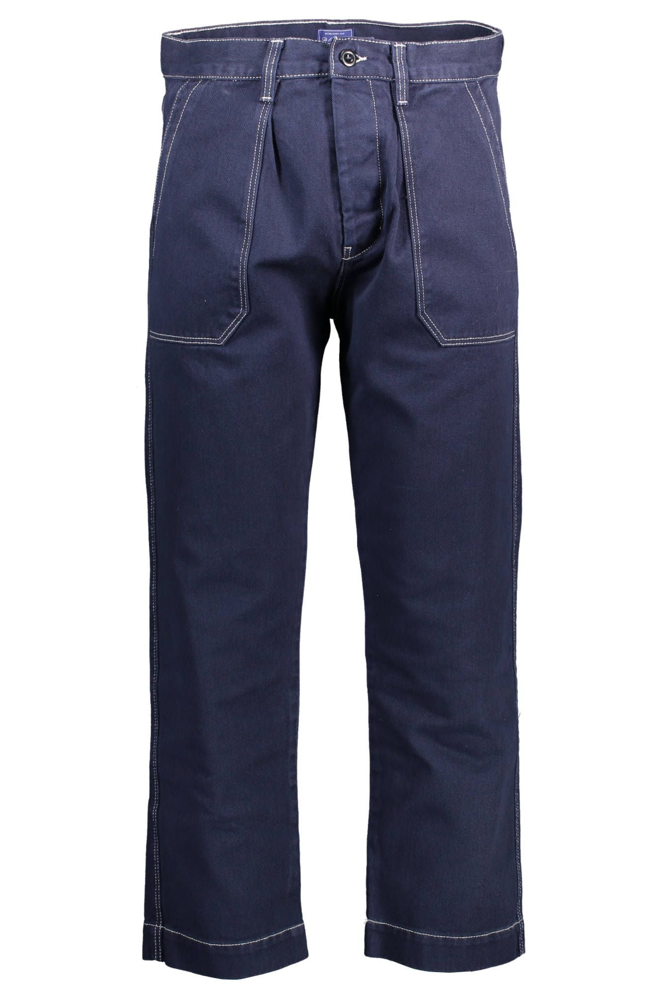 Elegant Blue Organic Cotton Trousers