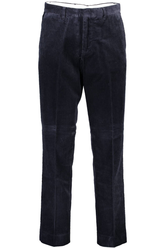 Elegant Slim-Fit Cotton Trousers - Blue