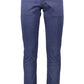 Elegant Blue Stretch Cotton Trousers