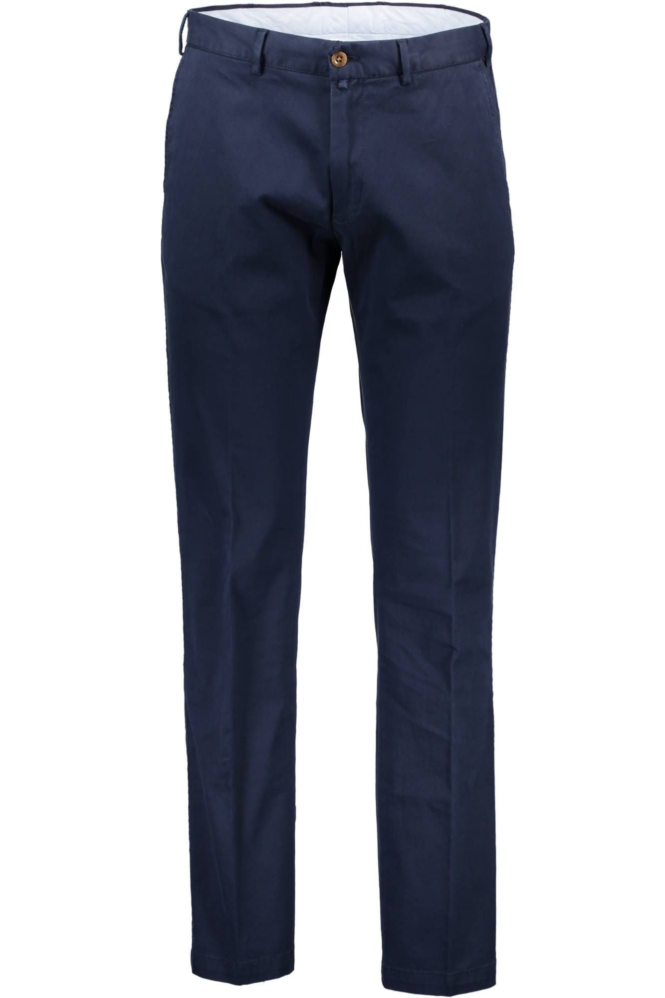 Chic Blue Cotton Trousers with Logo Detail