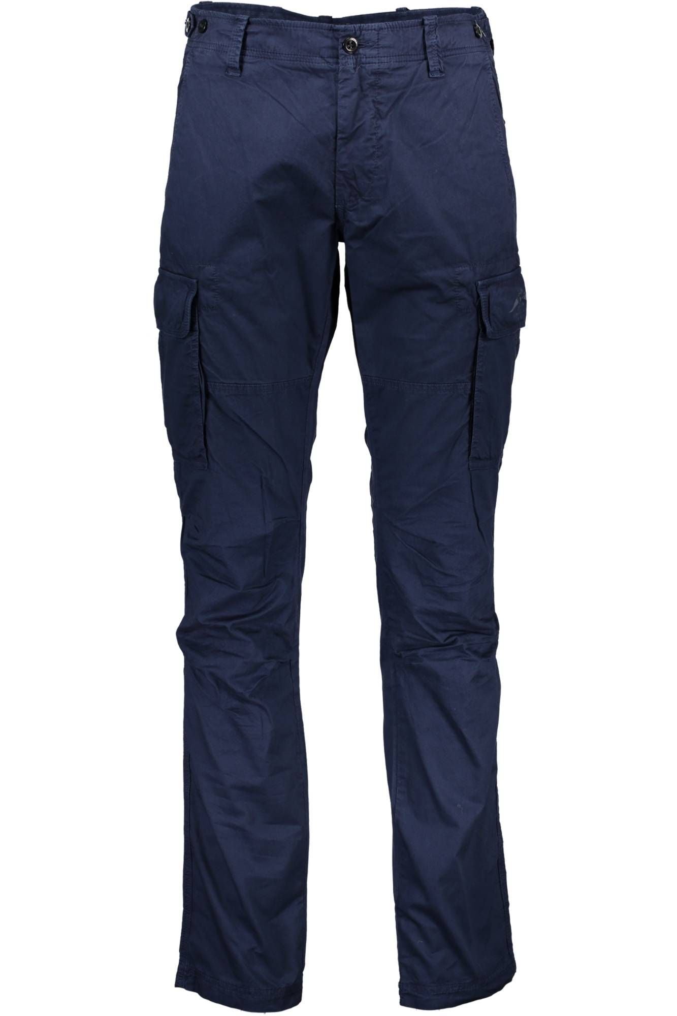 Elevated Blue Cotton Pants with Classic Logo Detail