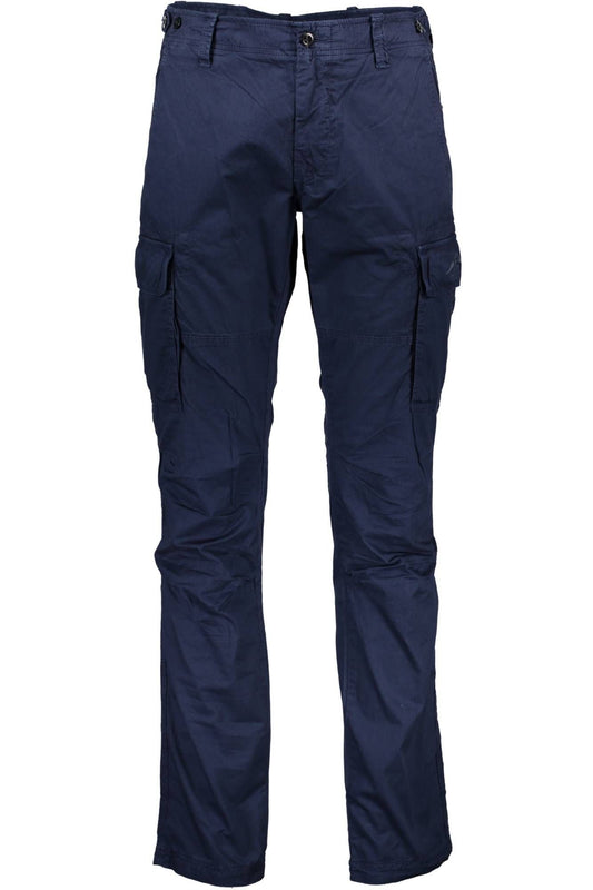 Elevated Blue Cotton Pants with Classic Logo Detail