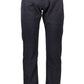 Chic Blue Cotton Trousers with Logo Detail