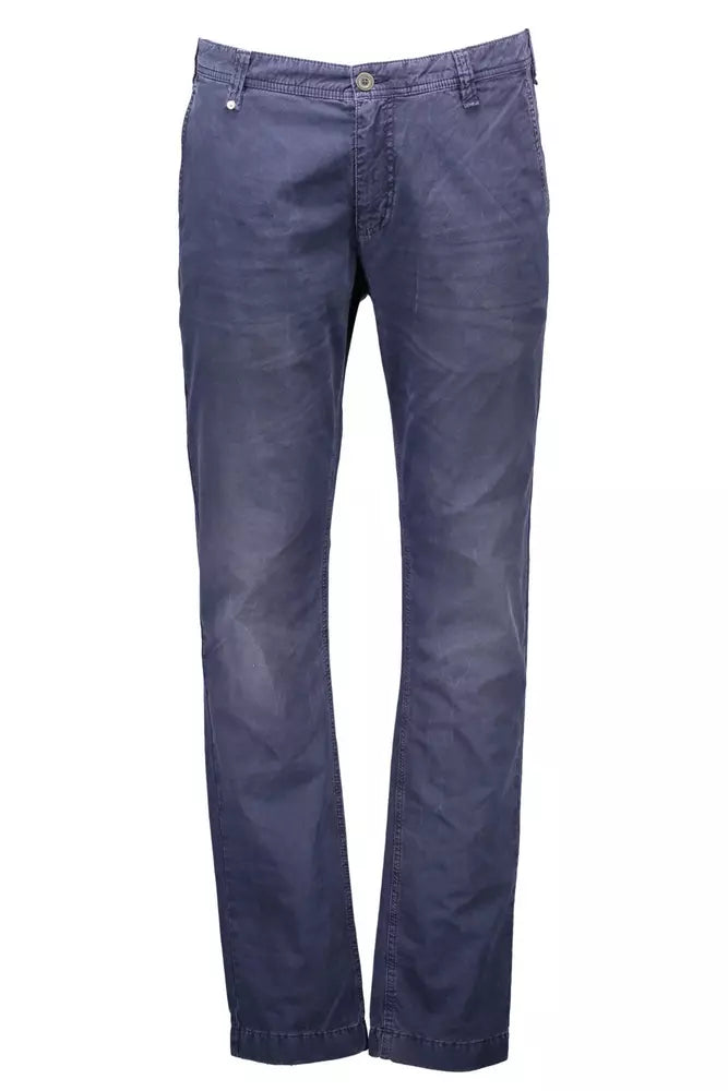 Elegant Blue Cotton Trousers Perfect for Any Occasion