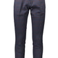 Elegant Slim Fit Cotton Trousers in Blue