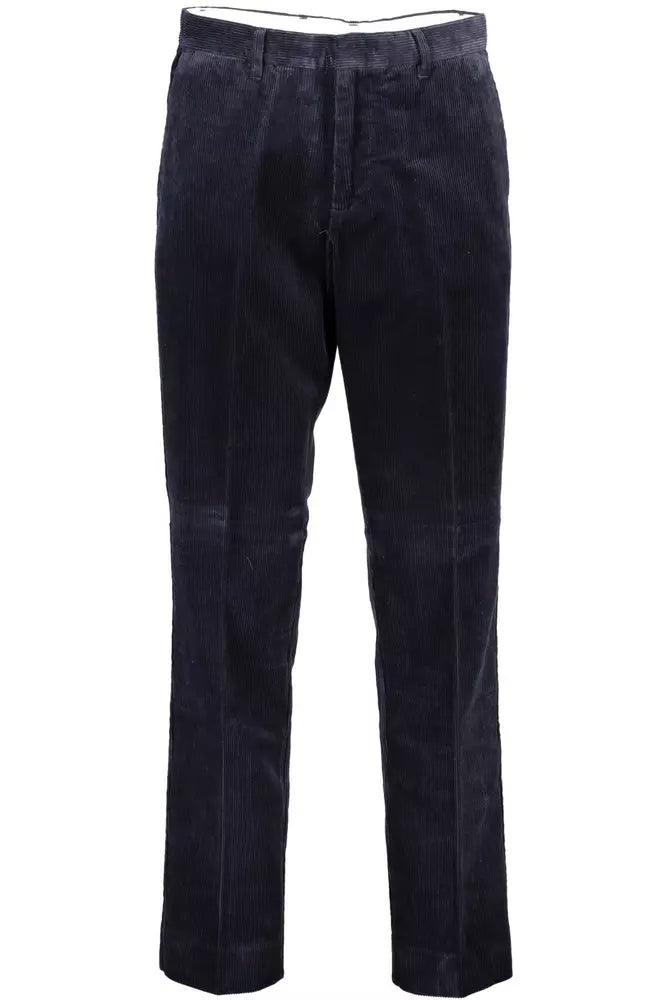 Sophisticated Slim Cotton Trousers with Logo Detail