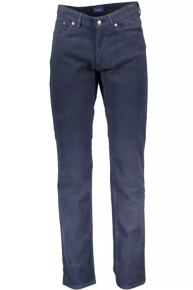 Chic Blue Cotton Stretch Trousers