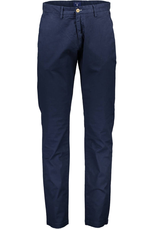 Chic Blue Cotton Trousers with Classic Logo Detail