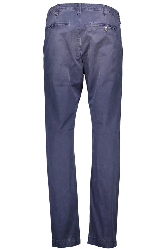 Elegant Blue Cotton Trousers with Logo Detail