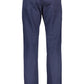 Chic Buttoned Cotton Trousers in Blue