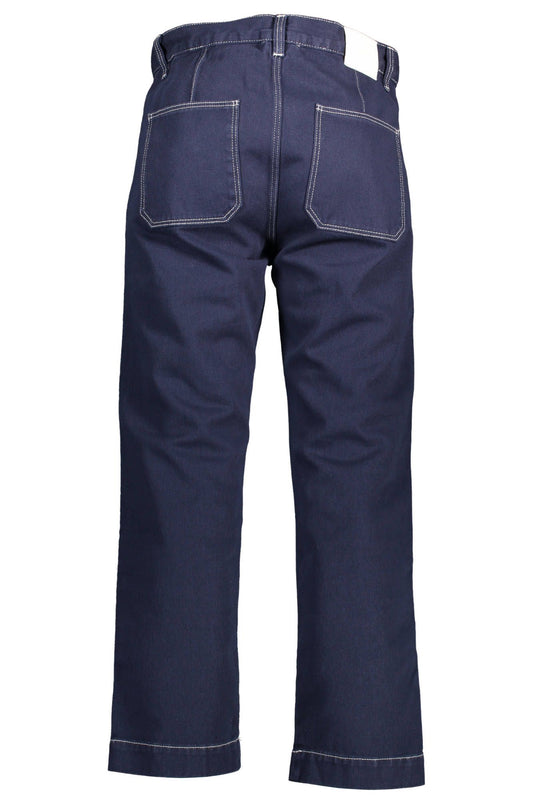 Elegant Blue Organic Cotton Trousers