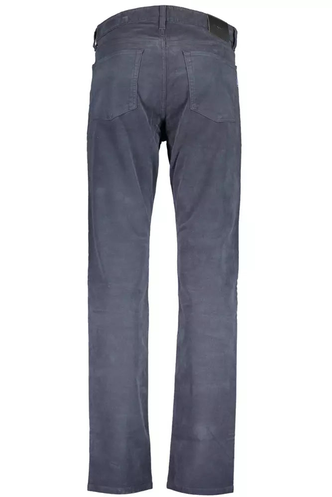 Slim Fit Cotton Blend Blue Trousers