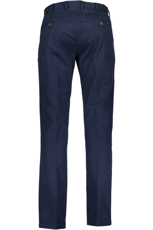 Chic Blue Cotton Trousers with Logo Detail