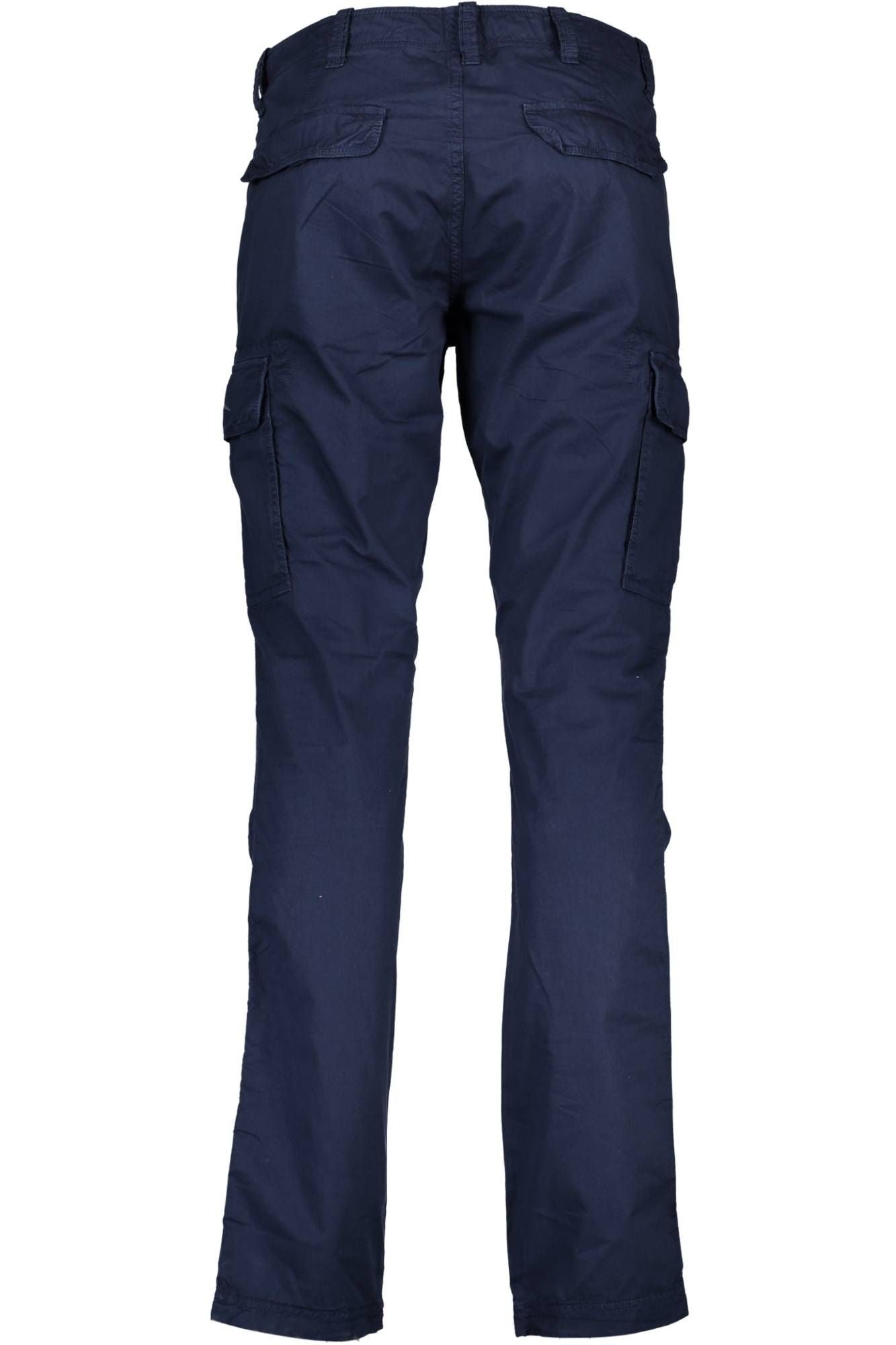 Elevated Blue Cotton Pants with Classic Logo Detail