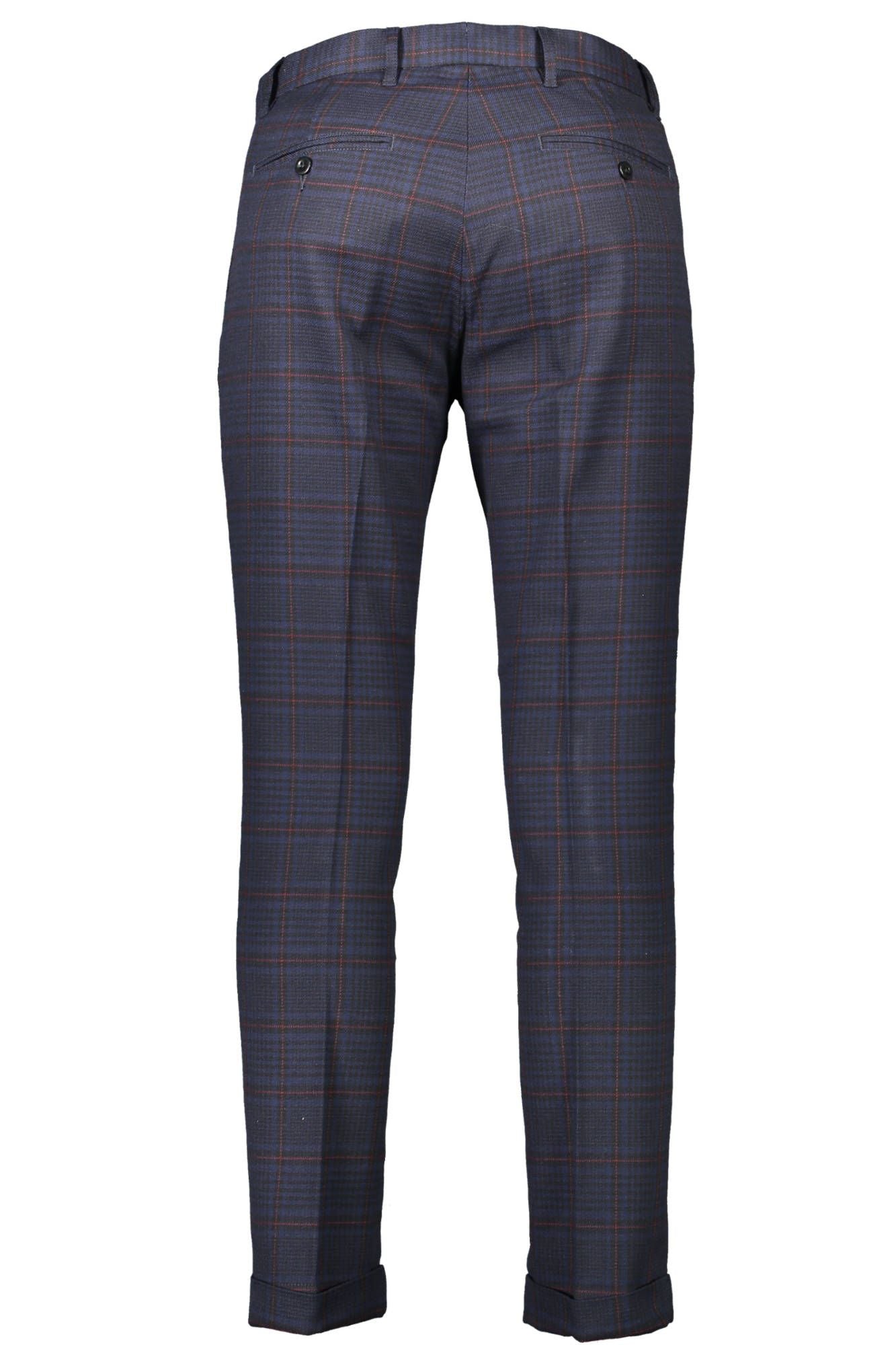 Elegant Slim Fit Cotton Trousers in Blue