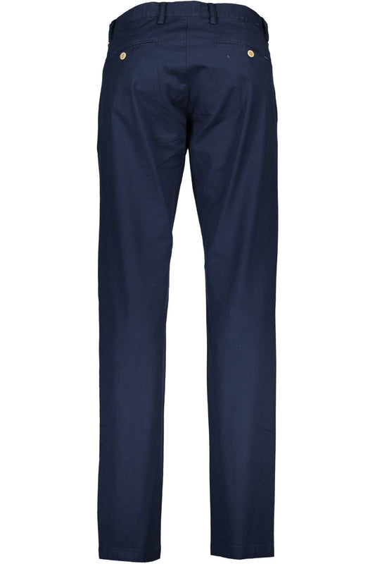 Chic Blue Cotton Trousers with Classic Logo Detail