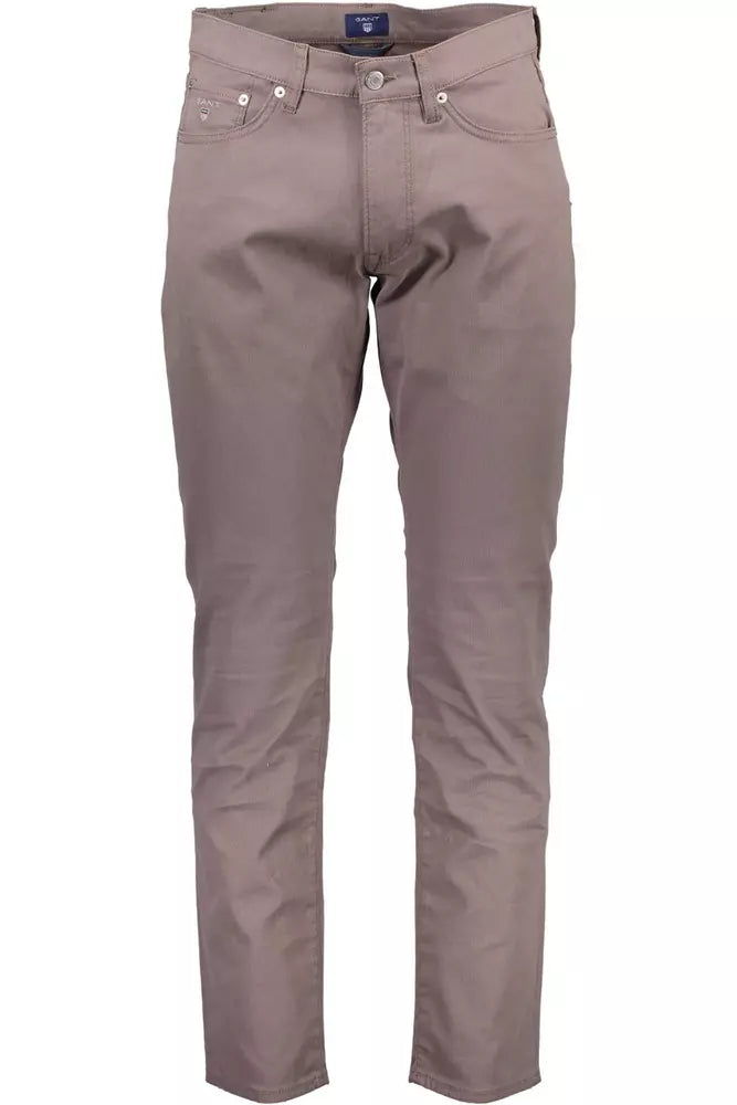 Chic Gray Cotton Blend Trousers